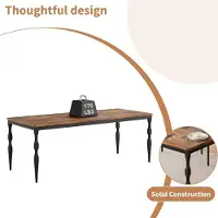 StarTech.com Mesa rectangular para comedor - Mesa auxiliar - Para 6 personas - 200 cm - Estructura de metal - Columna de almacenamiento - Estilo retro