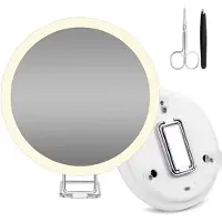 StarTech.com Espejo de maquillaje - Espejo de aumento - Ampliación de 20x - 15 cm - Iluminación en 3 colores - Soporte giratorio de 360° - 3 ventosas
