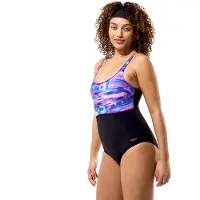 Speedo - Women's Print Contour Eclipse One Piece - Traje de baño size 38, negro