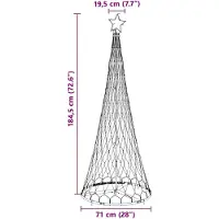 vidaXL Árbol de Navidad LED, luz cálida, 184,5 cm, metal