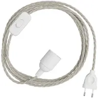 Creative Cables Juego De Cables Snakebis Twisted E14 Con Portalámparas. Cable Trenzado De Tela Y Enchufe De 2 Clavijas 3 M