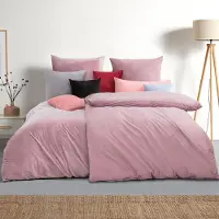 Merkloos Juego de funda de edredón rosa de 135 x 200 cm con 2 fundas de almohada de 80 x 80 cm, de 4 piezas, de microfibra, con cierre de cremallera