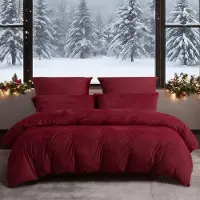 Merkloos Juego de funda de edredón de 155 x 220 cm con 2 fundas de almohada de 80 x 80 cm, de microfibra suave en color burdeos