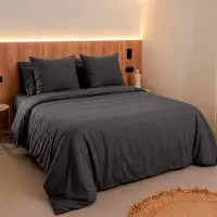 Merkloos Funda de edredón de satén de algodón, 240 x 220 cm, con dos fundas de almohada de 65 x 65 cm