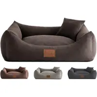Merkloos Cama para perros, terciopelo gris, 80 x 60 cm, con funda desmontable