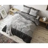 Merkloos Juego de funda de edredón de algodón color gris, de 155 x 220 cm, con 2 fundas de almohada de 80 x 80 cm