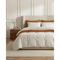 Merkloos Juego de cama con funda de edredón de 200 x 200 cm, 2 fundas de almohada de 80 x 80 cm, 100% algodón, color blanco