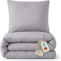 Merkloos Funda de edredón de 135x200 cm de algodón de flanela en color gris, con Öko-Tex 100
