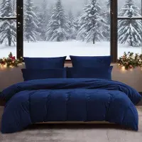 Merkloos Juego de funda de edredón de invierno de 220 x 240 cm en color azul oscuro, de microfibra suave, de 3 piezas con cierre de cremallera
