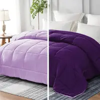 Merkloos Edredón de 200 x 200 cm de microfibra, con un gramaje de 300 g/m², bicolor en tonos morado oscuro y lila, ideal para usar durante todo el año