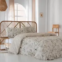 Merkloos Funda de edredón de algodón satinado, 220 x 220 cm, reversible, densidad de hilos 200, incluye funda de almohada de 45 x 155 cm