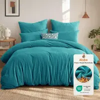 Merkloos Juego de ropa de cama de invierno en color turquesa, de 3 piezas, con dimensiones de 220 x 240 cm, que incluye una funda de edredón y dos fundas de almohada de 80 x 80 cm