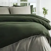 Merkloos Juego de funda de edredón verde oliva y beige, de 3 piezas, con dimensiones de 220x240 cm e incluye 2 fundas de almohada de 80x80 cm