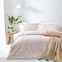 Merkloos Juego de funda nórdica para cama King de 100% algodón con diseño reversible a rayas jaspeadas en tonos rosados