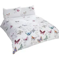 Merkloos Juego de funda de edredón para dos personas con estampado de mariposas, 200x200 cm, que incluye 2 fundas de almohada