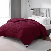 Merkloos Edredón de 140 x 200 cm con relleno de microfibra, para cama individual, color burdeos