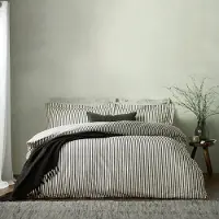 Merkloos Funda de edredón con estampado de rayas en color negro, 100% algodón, tamaño Super King, 3 piezas