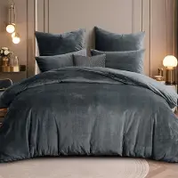 Merkloos Juego de ropa de cama gris de flanela polar, de 200 x 200 cm, que incluye una funda de edredón y dos fundas de almohada