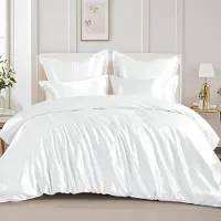 Merkloos Funda de edredón de satén con dos fundas de almohada, color blanco, 200 x 220 cm