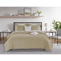 Merkloos Juego de funda de edredón de algodón orgánico, 135 x 200 cm, con funda de almohada, tejido percal en color neutro liso