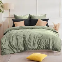 Merkloos Juego de funda de edredón de franela de 135 x 200 cm con dos fundas de almohada de 80 x 80 cm, suave y esponjoso, color verde
