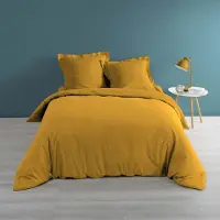 Merkloos Funda de edredón de 260 x 240 cm en color ocre, fabricada en 100% algodón percal