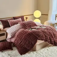 Merkloos Juego de funda de edredón de felpa suave, de 200 x 200 cm, con 2 fundas de almohada de 80 x 80 cm, en degradado de rosa a marrón