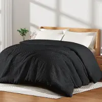 Merkloos Edredón de 135 x 200 cm con relleno alternativo de plumas, adecuado para todas las estaciones, color negro