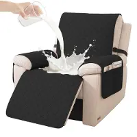 Merkloos Funda protector para sillón - Impermeable - Antideslizante - Negro - Para 1 plaza con 2 bolsillos