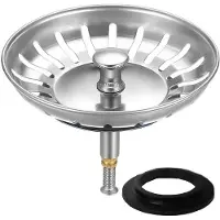Merkloos Tapón de desagüe para fregadero - Acero inoxidable - 79 a 80 mm - Con colador - Ajustable en altura 35 a 75 mm