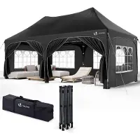 Merkloos Pabellón de jardín plegable - Impermeable - UV50+ - 3 x 6 m - Negro