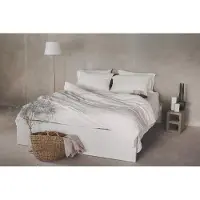 Merkloos Juego de ropa de cama de lino con cierre tipo hotel, color blanco roto, funda de cojín de 80 x 80 cm