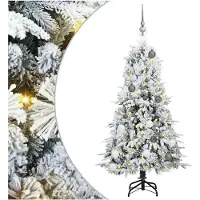 vidaXL Árbol de Navidad artificial plegable, verde y blanco, 150 cm