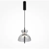 Maytoni Lámpara colgante LED con forma de cúpula BANGKOK, color negro, 12W, luz cálida, 1300lm, fabricada en metal, dimensiones: 349,5 x 25 x 25 cm, IP20, marca