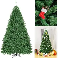Costway , árbol de Navidad artificial de 225 cm, con soporte de metal, árbol artificial para Navidad, sistema plegable, con agujas de PVC, color verde