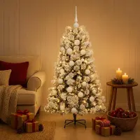 Syfax Árbol de Navidad artificial de ramas plegables con bolas 150 cm