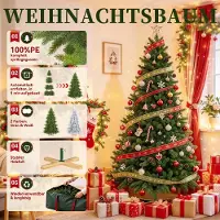 VA-Cerulean Árbol de Navidad artificial , 225 cm de altura, color verde, fabricado con 100% de polietileno (PE), con ramas automáticas y sin luces, y base de madera