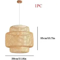 StarTech.com Lámpara colgante de bambú - Tejida a mano con ratán - 1 unidad - 30 cm - Casquillo E27 - Sin bombilla - Beige