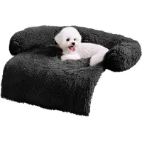 Merkloos Cojín para cama de perro con funda de felpa, lavable, color gris, 77 x 77 x 16 cm