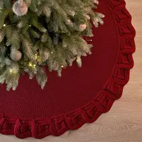 Merkloos Falda navideña tejida de 122 cm de diámetro, con borde de volantes, ideal para colocar debajo del árbol de Navidad