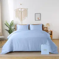 Merkloos Juego de funda de edredón azul de 240x220 cm con dos fundas de almohada de 80x80 cm, fabricado en viscosa