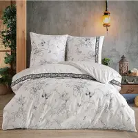 Merkloos Juego de funda de edredón 100% algodón, 155x220 cm, con 2 fundas de almohada de 80x80 cm, cierre con cremallera, estampado floral