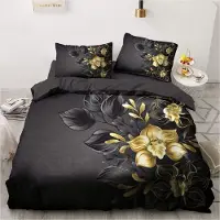 Merkloos Juego de edredón con estampado floral, 220 x 240 cm, con cremallera oculta, incluye 2 fundas de almohada de 80 x 80 cm