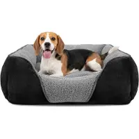 Merkloos Cama para perros de tamaño mediano, con dimensiones de 63 x 53 x 20 cm, revestida con un suave material de felpa y con base antideslizante