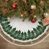 Merkloos Falda para árbol de Navidad con motivos de pinos y copos de nieve, de 122 cm, fabricada en poliéster, ideal como decoración navideña para colocar debajo del árbol