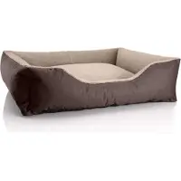 Merkloos Cojín cuadrado para perros, tamaño XL, en color beige-marrón, con funda desmontable y lavable