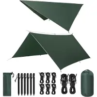 Merkloos Tienda de campaña de 3 x 3 metros, ultraligera e impermeable, con protección UV, de color verde oscuro