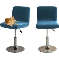 Merkloos Funda elástica para silla de terciopelo con respaldo bajo y giratorio, juego de 2 unidades, desmontable y lavable