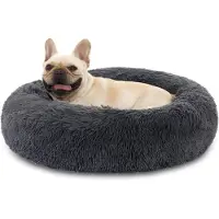 Merkloos Cama redonda para perros y gatos, hecha de felpa con imitación de piel, diámetro de 70 cm, base antideslizante e impermeable