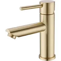 Merkloos Grifo de lavabo de latón en acabado dorado cepillado, monomando para baño